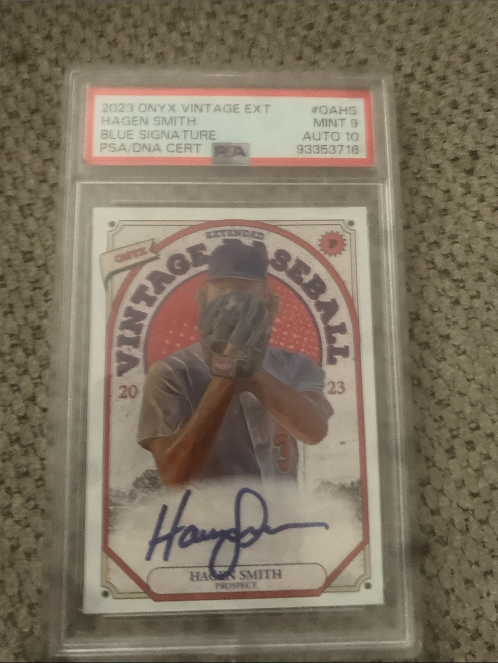 Hagen Smith 2023 Vintage Baseball Autograph Card - Blue Signature